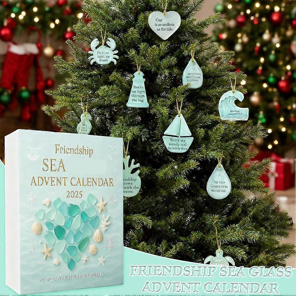 Sea Glass Festival Tree Advent Calendar, 2D Acrylic Sea Glass Tree 24 Days a a