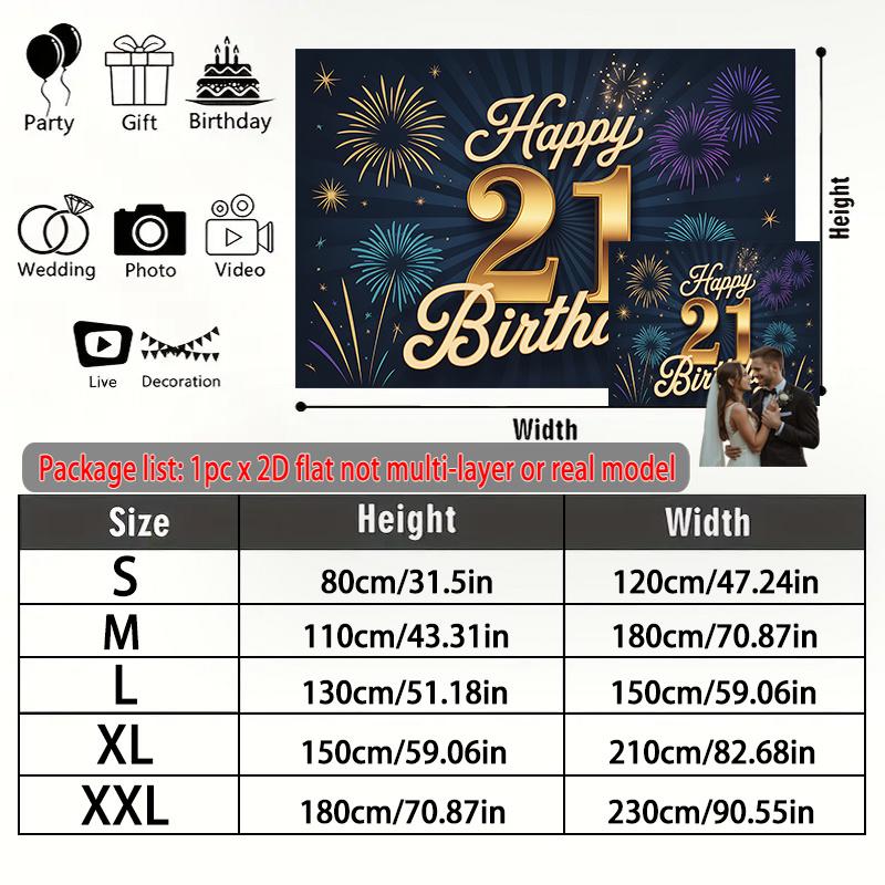 Party Backdrop Happy 21St Birthday 21St Birthday Flat Pchappy Celebrationwall Event Photo Background Front Door Decor