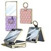 Luxury Diamond Leather Ring Holder Case for Samsung Galaxy Z Flip 7 6 5 Screen Glass Plating Edge Cover for Galaxy Z Flip7 Case