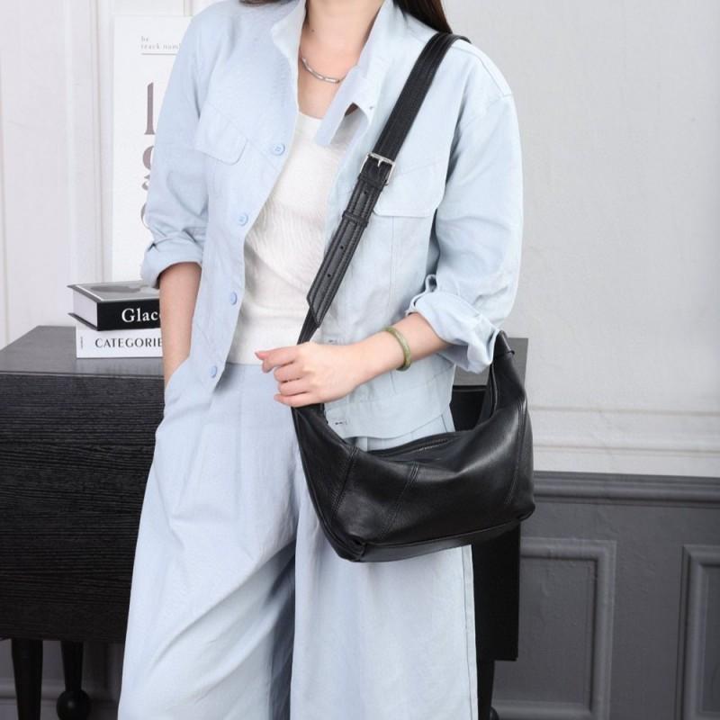 High-end Natural Cowhide Dumpling Bag All-matching Genuine Leather Women's Casual Fashionable One-shoulder Cross-body