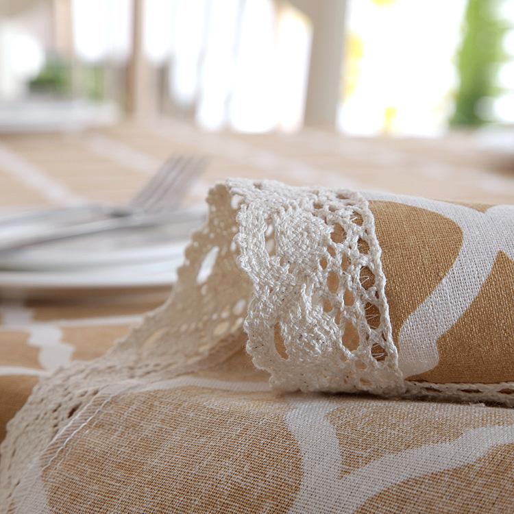 Polyester Cotton Tablecloth Modern Simple Geometric Rhombus Lace Edge Yellow Coffee Table Tablecloth Dining Table Cloth