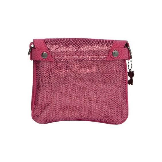 Sac besace - Lollipops - SHINE SIDE - Rose - Bandoulière amovible - Glitter et effet serpent
