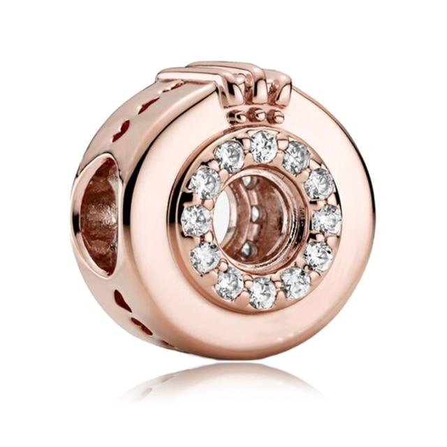 New Zircon Crown Pendant Bead Safety Chain Fit Original Fashion Charms Silver Color Bracelet Women Girl Jewelry Custom