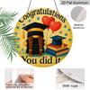 2D Flat 1pc, 8x8 in, Graduation Celebration Aluminum Metal Sign - "Congratulations You Did It" Round Plaque, Perfect for Door, Wall, or Wreath Decor