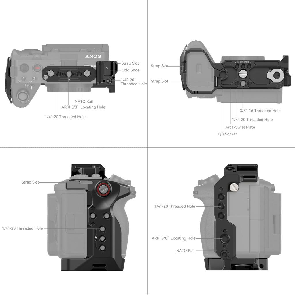 SMALLRIG Camera Cage Kit for Sony Includes Mounting Top FX3/FX30, V-mount Plate, Handle, Etc. (5823)
