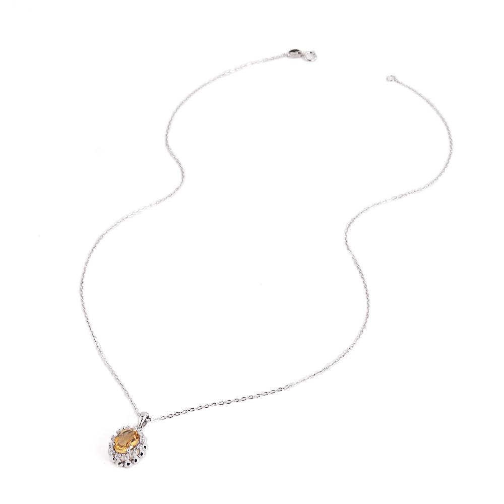 925 Sterling Silver Ring Earrings Pendant Necklace Nautral Oval 7*9mm Citrine Fine Jewelry Set for Women's Banquet Birthday Gift