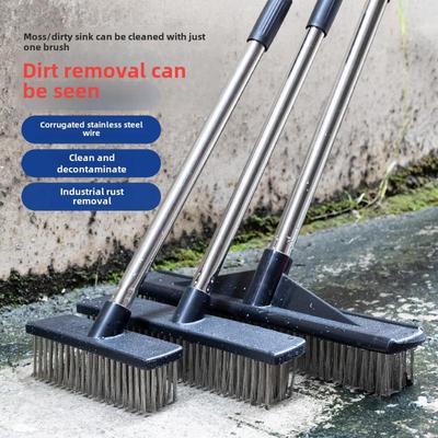 Long-Handled Steel Wire Brush: Floor Scrubber & Rust Remover