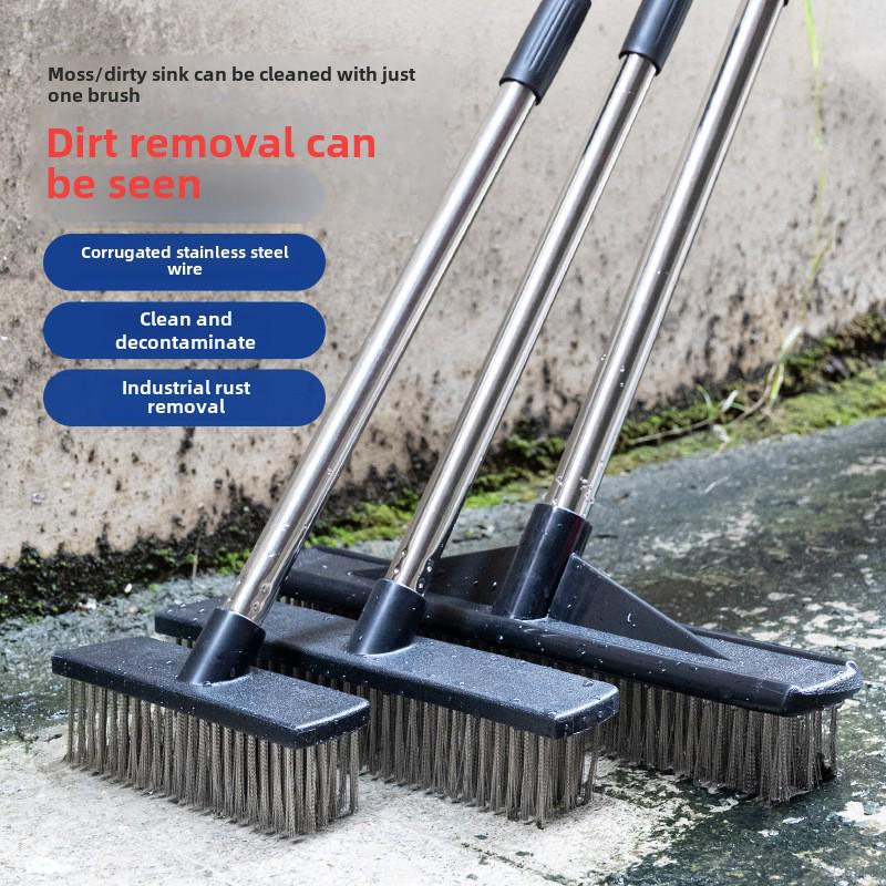 

Long-Handled Steel Wire Brush: Floor Scrubber & Rust Remover