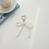 Bowknot Heart Pendant Keychain Beaded Phone Charm Detachable Bow Phone Lanyard Handmade Keyring Jewelry for Wallet Bags