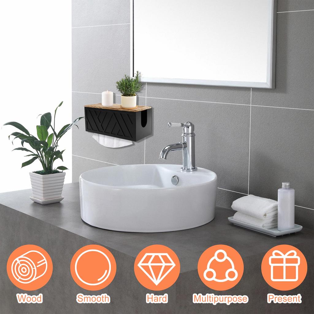 Wall Mount Paper Towel Dispenser Wooden Bathroom Tissue Box With Detachable Lid Trifold Hand Towel Holder for Kitchen Decoration