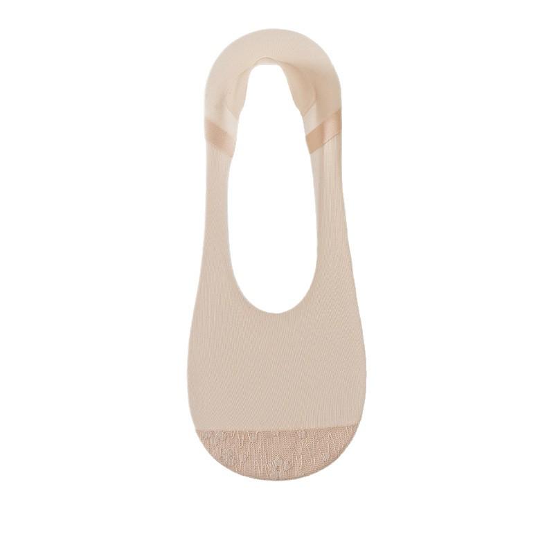 Women's 2026 Spring/Summer Invisible Cotton Bottom Anti-Slip Gel Heel Boat Socks - Ice Silk, Thin Deep Cut Style