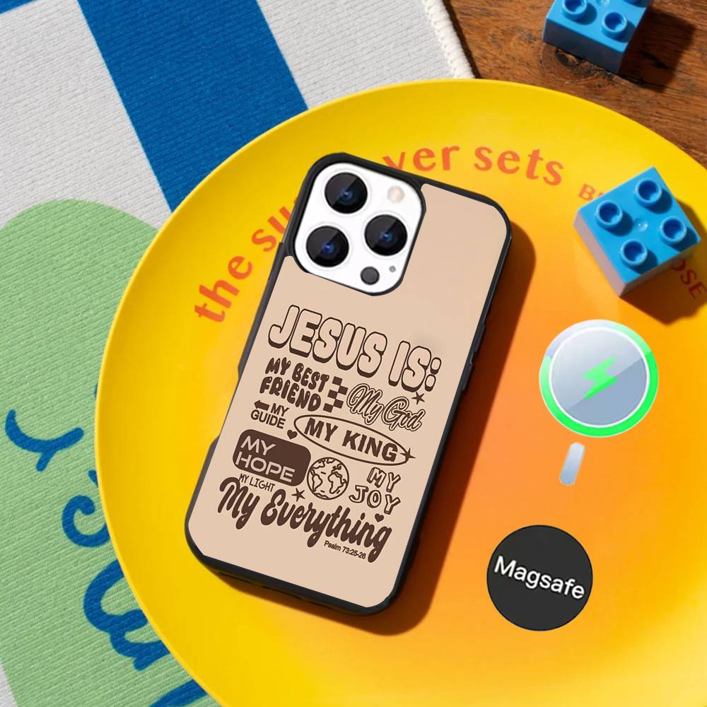 Jesus Bible Verses Phone Case For iPhone 17,16,15,14,13,12,11,Pro,Max,Plus,Mini,SE4,E Magnetic Magsafe Wireless Charging