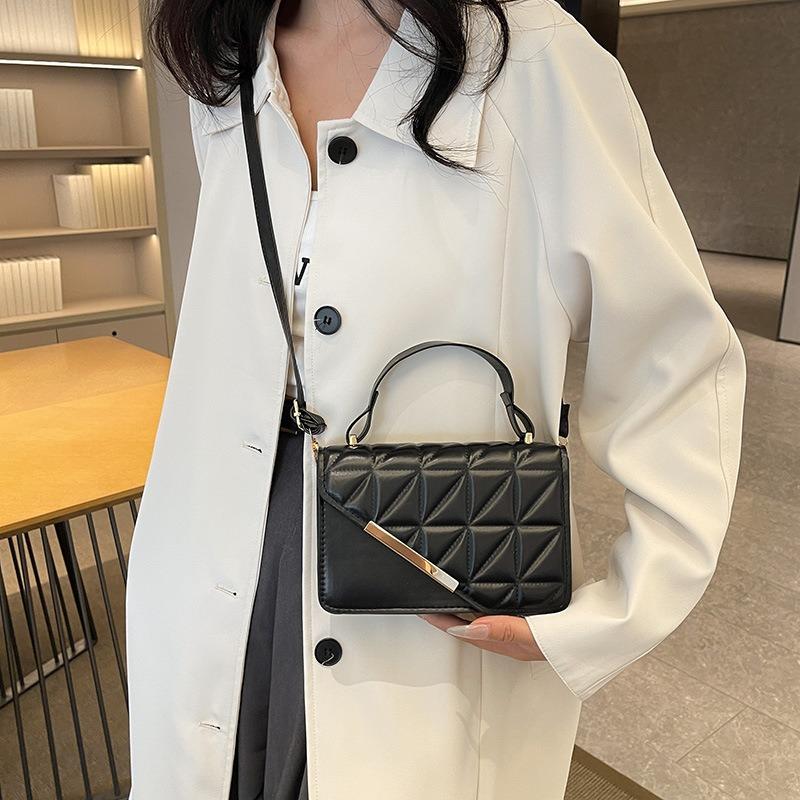 Rhombus Texture Bag Women's New Trendy Portable Small Square Bag Fashion Chain Solid Color Shoulder Messenger Bag