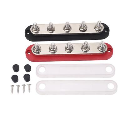 2 STÜCK Set M8 Kupferplatte Edelstahlklemmen Stromverteilerklemmenblock mit Abdeckung 300A 48V