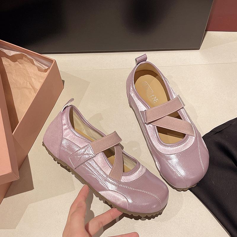 

Shallow single shoes simple summer new versatile flat ballet Mary Jane shoes women 40 фиолетовый