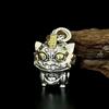 Sterling Silver Pixiu Pendant with Five Emperor Coins for Luck and Prosperity