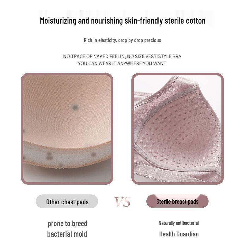 Cotton Front-Closure Wire-Free Push-Up Bra for Mature Women - Large, Breathable, Anti-Sagging Style