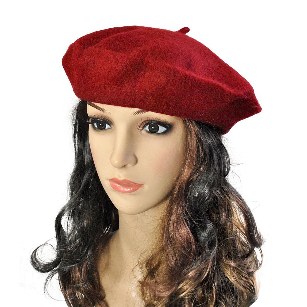 Vintage French Style Wool Beret Hat Women Winter Warm Elegant Lady Caps