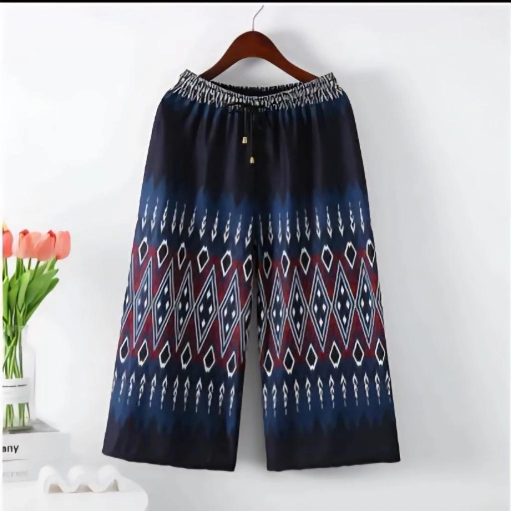 Long Loose Leg Elephant Pants Adjustable Elastic Waistband Strap Women Men Unisex Print Thailand Casual Streetwear Beach Summer Bohemian Retro Vintage