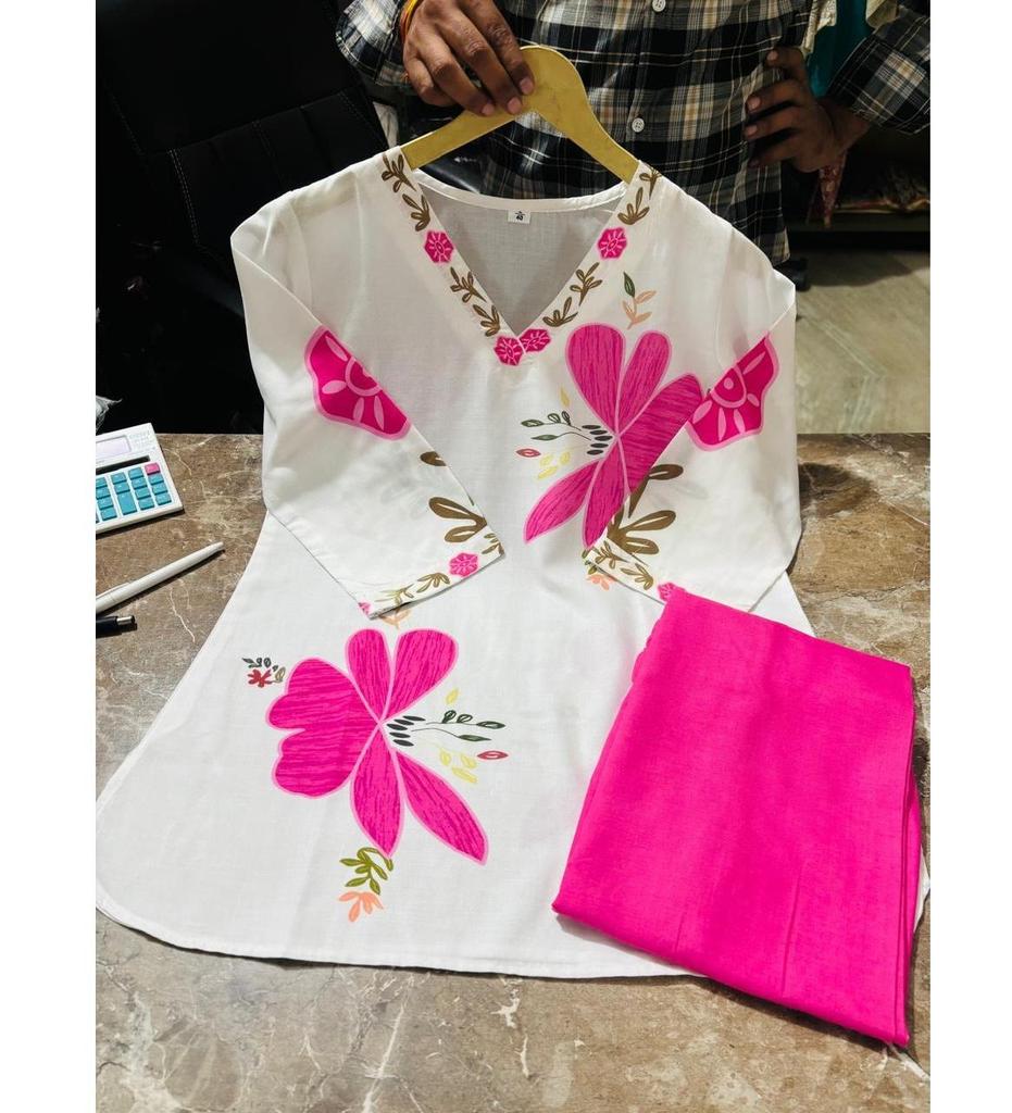 Women Party Wear Designer Cotton Kurta Pant Cord Set Indian Bollywood Top Tunic Kurti