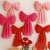 Valentines Day Decorations – 1/3 Pack DIY Giant Wall Bows, Hanging Valentine & Galentines Bow Decor – Cute Pink Red Large Bows for Door, Window