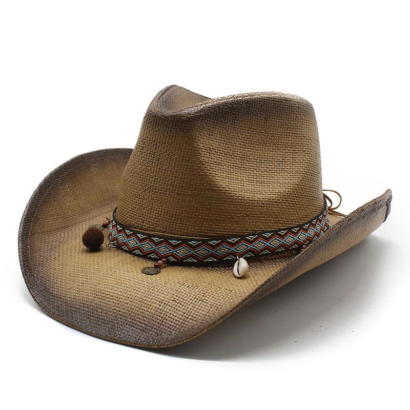 Spray Painted Cowboy Straw Hat Personalized Characteristic Hat Handmade Western Cowboy Hat Ethnic Sun Hat