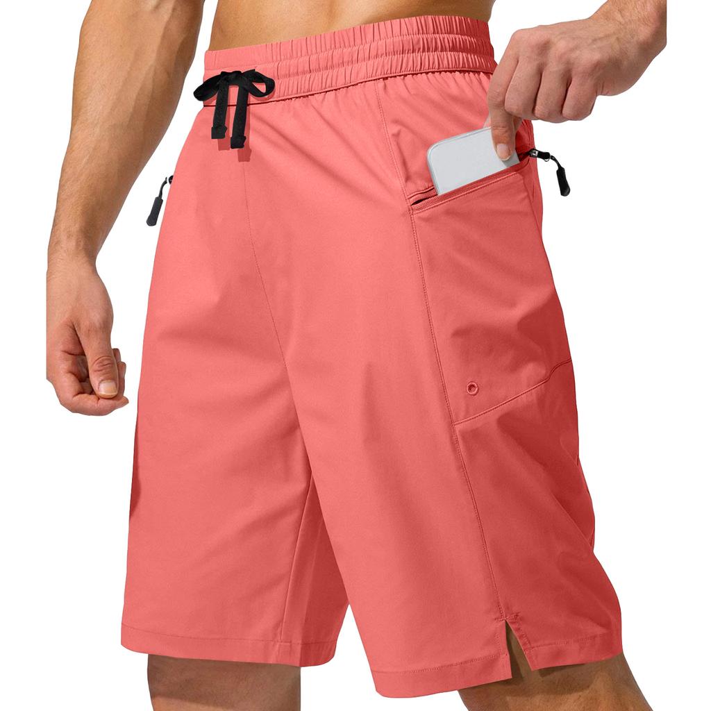 Mens Athletic Shorts Cargo Shorts for Men with Zipper Pockets Gym Shorts Men Lightweight Mens Workout Shorts Drawstring Waist