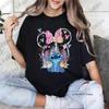 Summer New    Stitch Mickey Castle Magic Kingdom Print WoUnisex Cotton T Shirt Short Sleeve Tees Casual Couple Y2K Tops