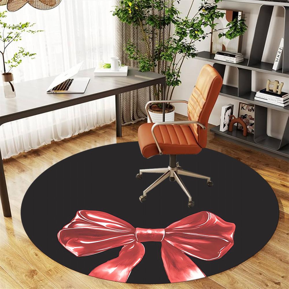 1pc bow ribbon Round Chair mat Area Rug - Non-Slip, Floor Mat for Office, Bedroom, and Indoor Decor c1118047
