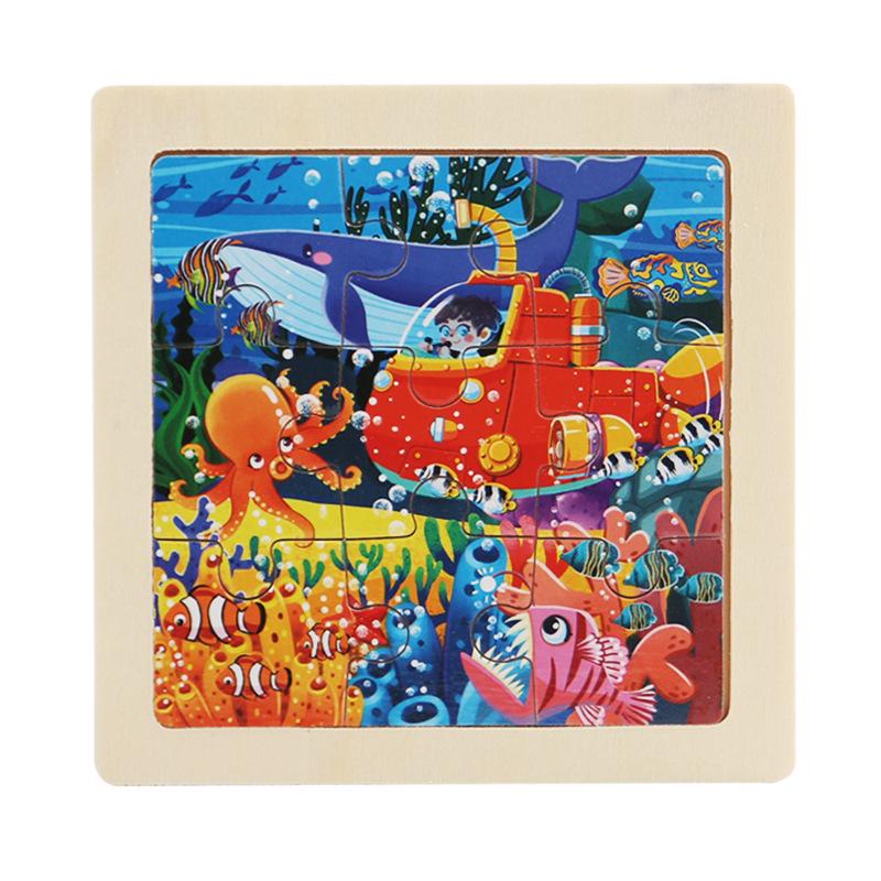 9-Piece Wooden Cartoon Animal Transport Jigsaw Toy for Early Education