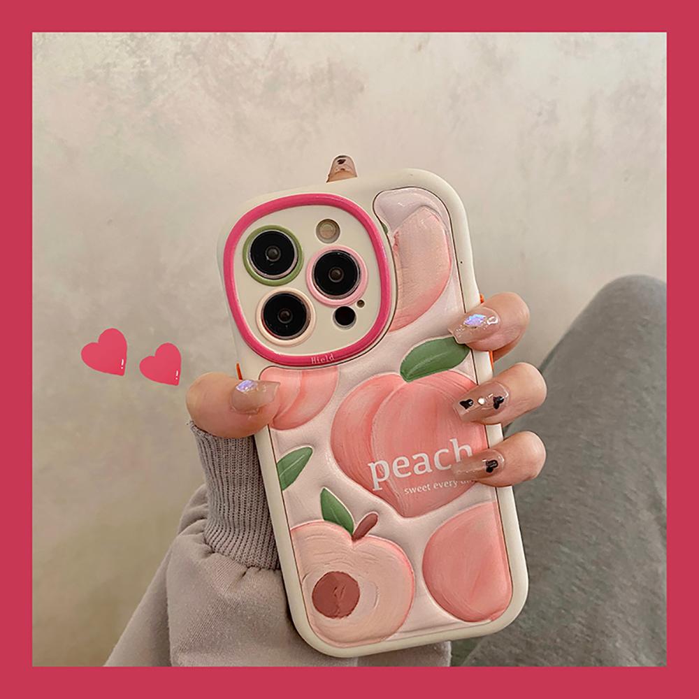 Husă de telefon cu bara de protecție antișoc, cu fructe de piersică, avocado drăguț, pentru Iphone 14 Pro Max 11 12 13 Pro Max, husă moale, la modă