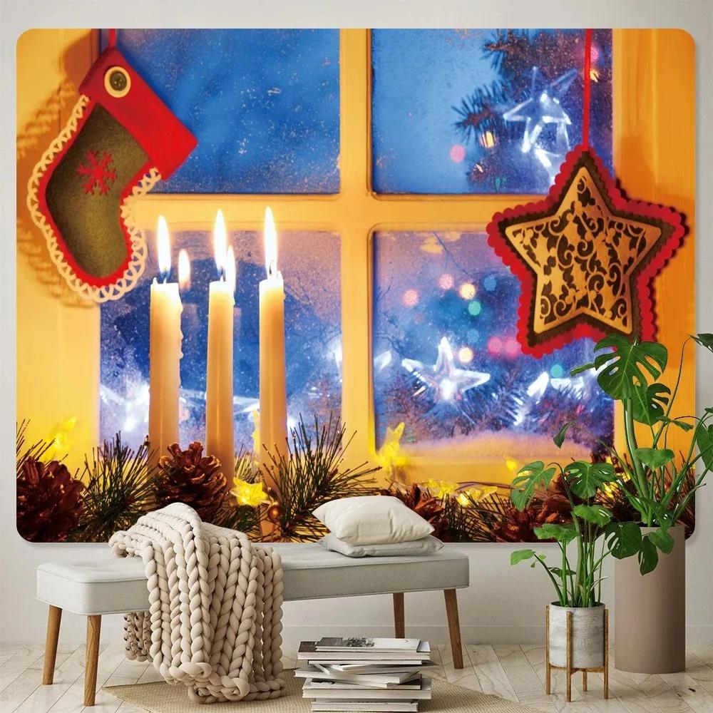 Christmas Window Scenery Home Living Room Bedroom Wall Decoration Tapestry