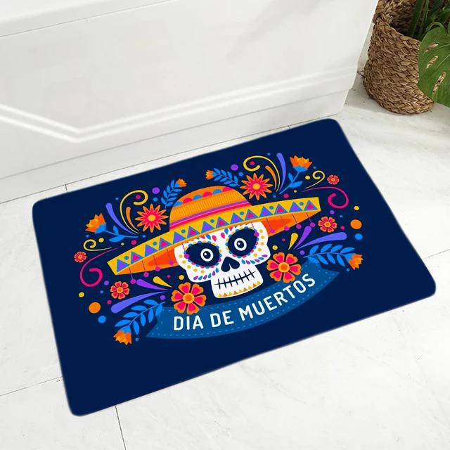 Cartoon Mexico Day of The Dead Entrance Doormat Home Decor Sugar Skulls Kitchen Hallway Rugs Bathroom Non-slip Floor Mat