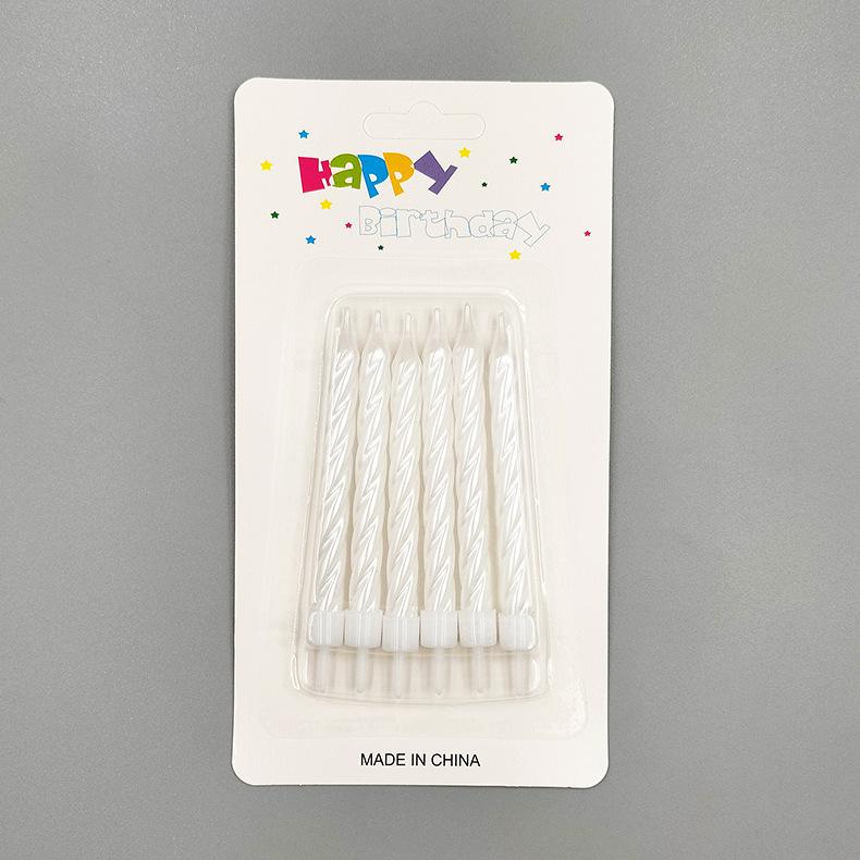 Pack of 6 Threaded Birthday Candles, Plated Metallic Paint, Threaded Colorful Spiral Candles with Base