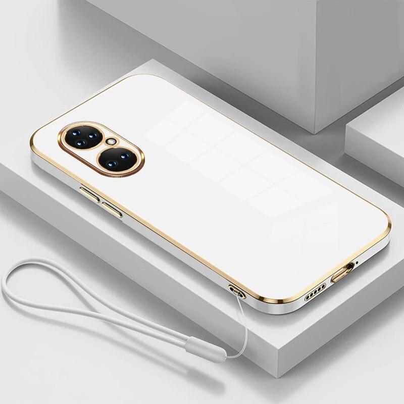 Dla Huawei P50 Pro Case Huawei P50 Phone Case JAD-LX9 ABR-LX9 Luksusowe Kwadratowe Poszycie Odporne Na Wstrząsy Silikonowe Back Cover P50 PRO Cases