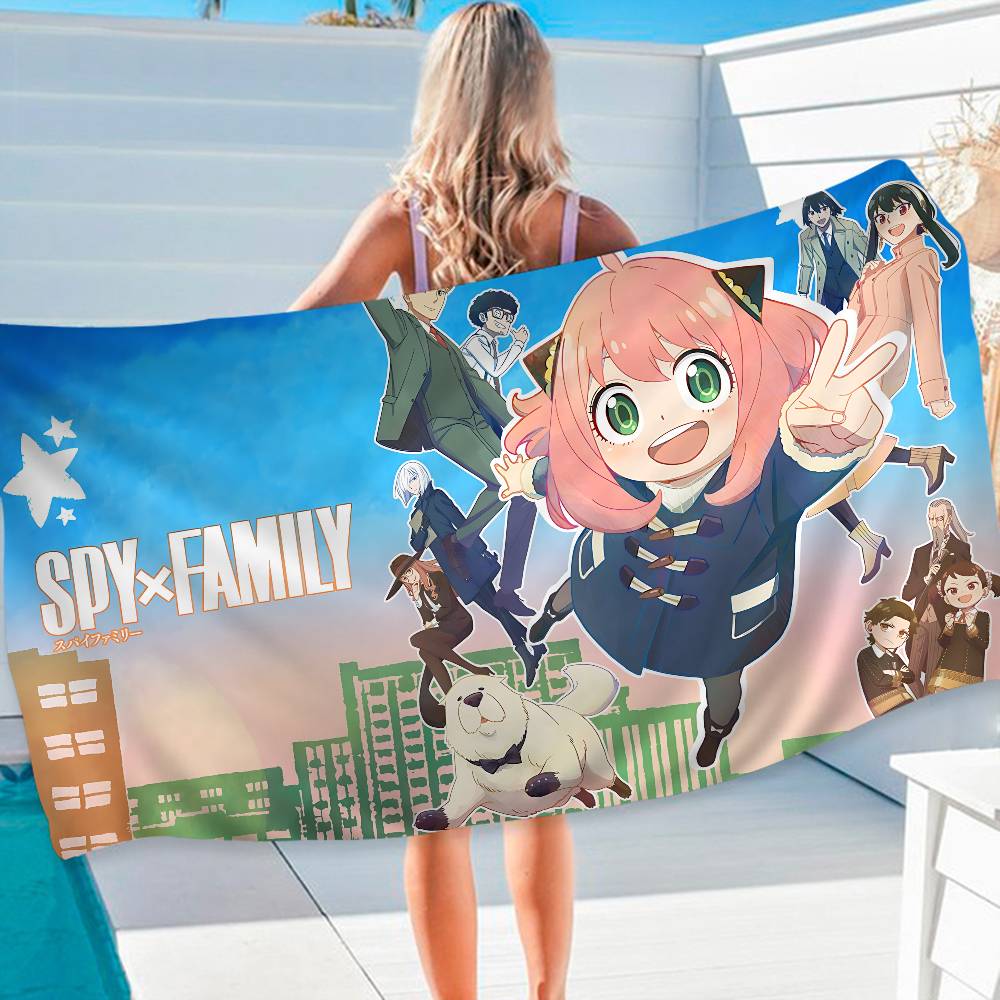 Comedy Anime Spy X Family Microfiber Blanket Quick Drying Beach Towels Oversized Printing Super Absorbent Pool Towel Blanket