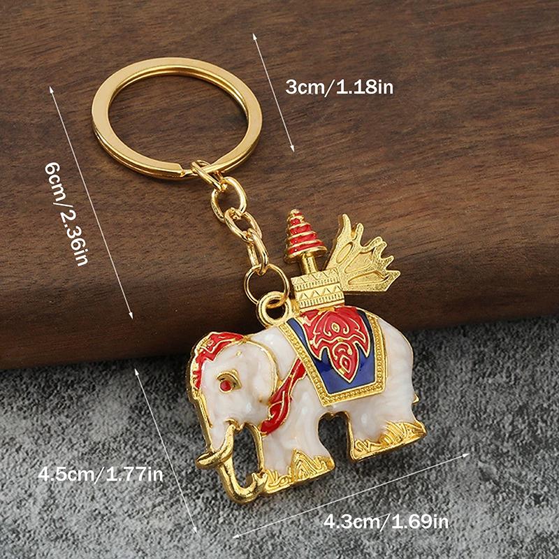 Thailand Elephant Keychain 6 Colors Drip Glue National Features Round Ring Pendant Handbag Car Key Decoration Couple Gift