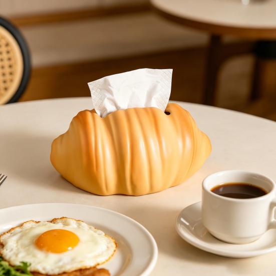 Realistic Croissant Shaped Tissue Box, with Precise Paper Exit Gaps, High-Quality Waterproof Durable Decorative Tissue Holder