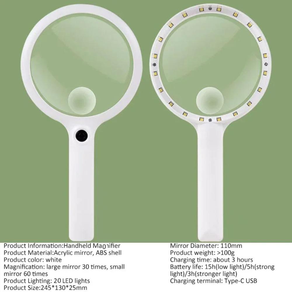 40/30/20X Magnifying Glasses Durable Handheld Microscope LED Lighted Magnifier  for Kid Elder