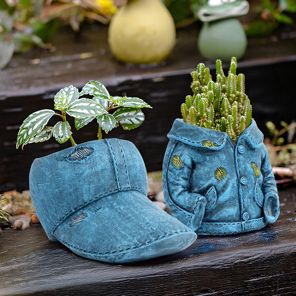 Jeans Pants Shape Resin Flower Pot Succulent Planter for Indoor Garden Yard Lawn Porch Patio Outdoor Decorative Flower Pot Statu