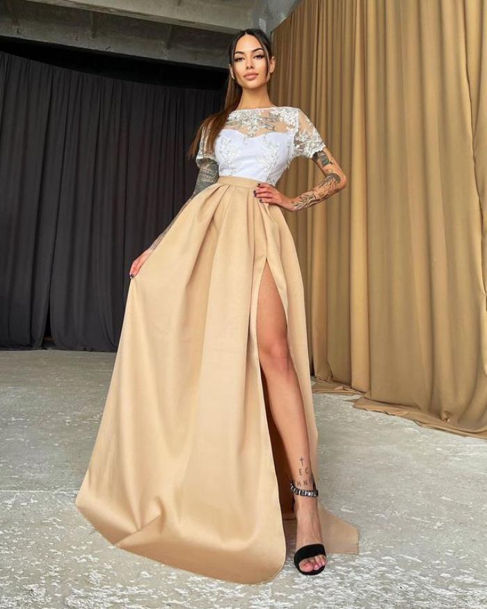 Europe, America spring and summer foreign trade new women s clothing wish Amazon new one-word collar short-sleeved dress slim dress S розовый