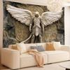 Angel Warrior Wall Tapestry 3D Stone Relief Winged Knight Fantasy Wall Hanging Bedroom Gaming Home Decor