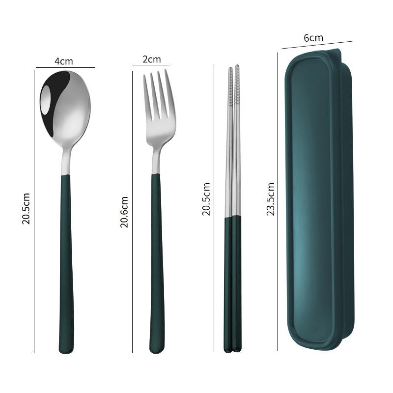 Three-Piece Japanese Stainless Steel Cutlery Set: Spoon, Fork, Chopsticks