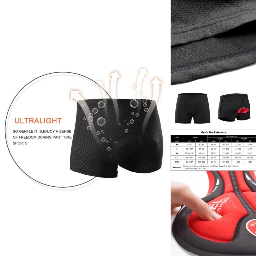 Ropa interior de ciclismo para hombre con acolchado 3D de gel de primera calidad y tejido de malla de alta elasticidad