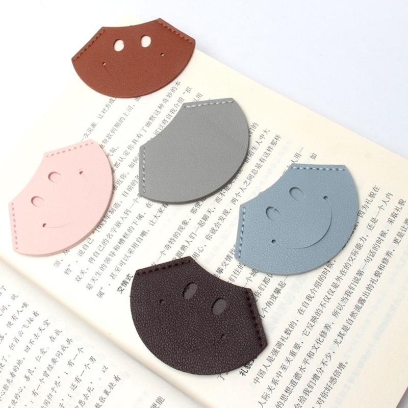 6Pcs Smiling Face Corner Bookmarks Leather Corner Page Book Marker Book Corner Protectors for Journal Planner Notebook