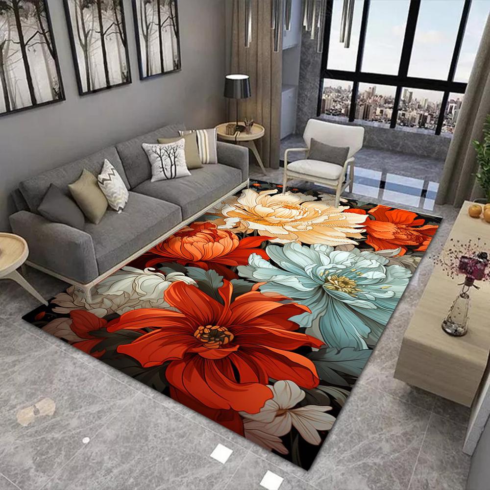 Vintage Floral Pattern Floor Mat Various Styles with Big Red Peonies and Colorful Blooms NonSlip Door Mat for Home Decor