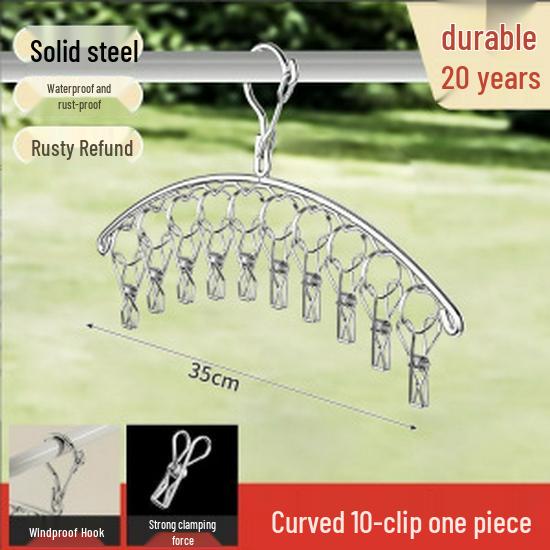 Windproof Stainless Steel Clothes Hanger with Clips - Multifunctional Drying Rack for Socks & Underwear