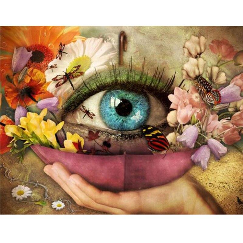 New 5D DIY Diamond Painting Woman Eyes Diamond Embroidery Cross Stitch Full Round Drill Manual Art Crafts Home Decor Gift