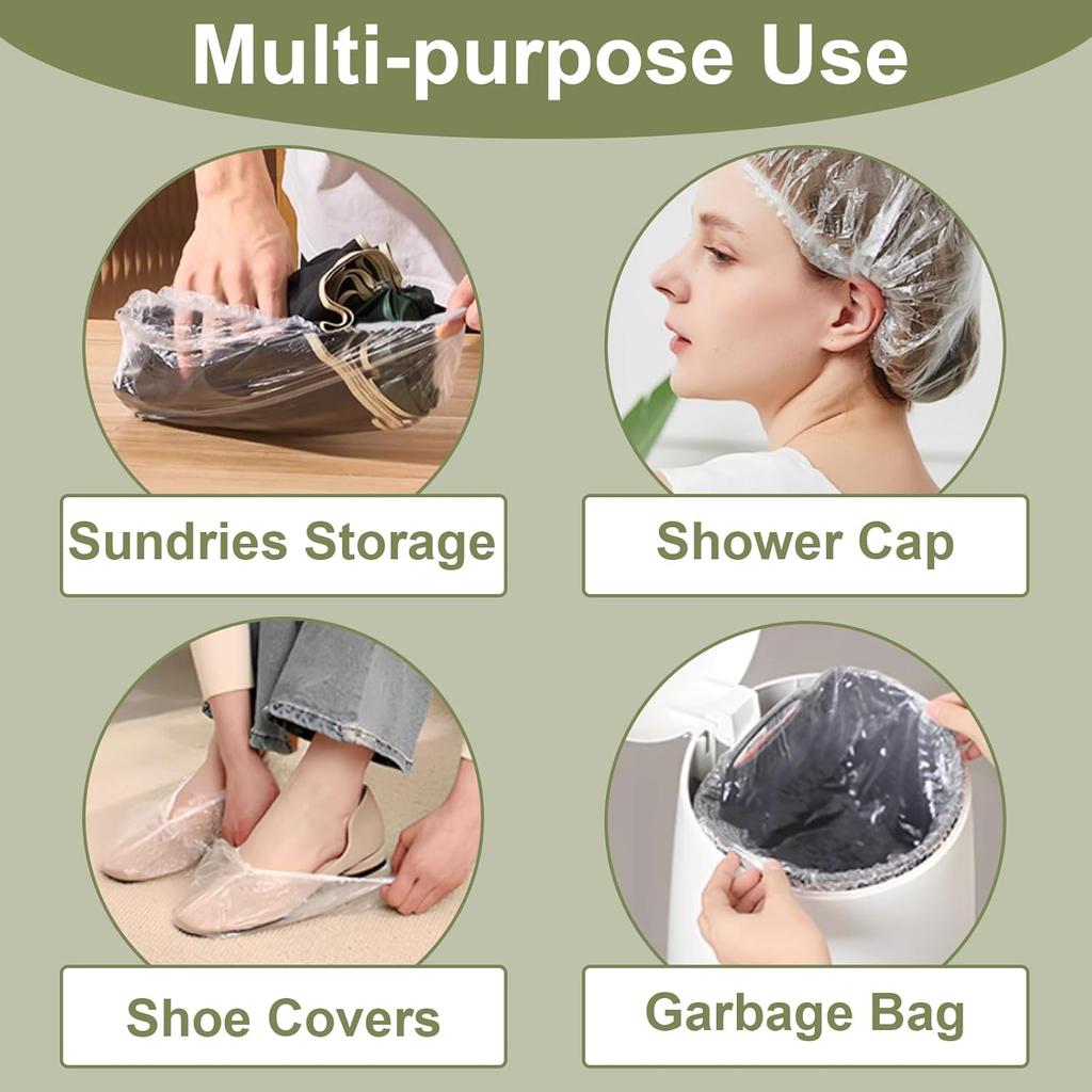 200 PCS Bowl Covers for Bread Proofing, Disposable Shower Caps for Sourdough Bread, Elastic Reble, Plastic Covers for Bowls Food Cover, Keeps Food
