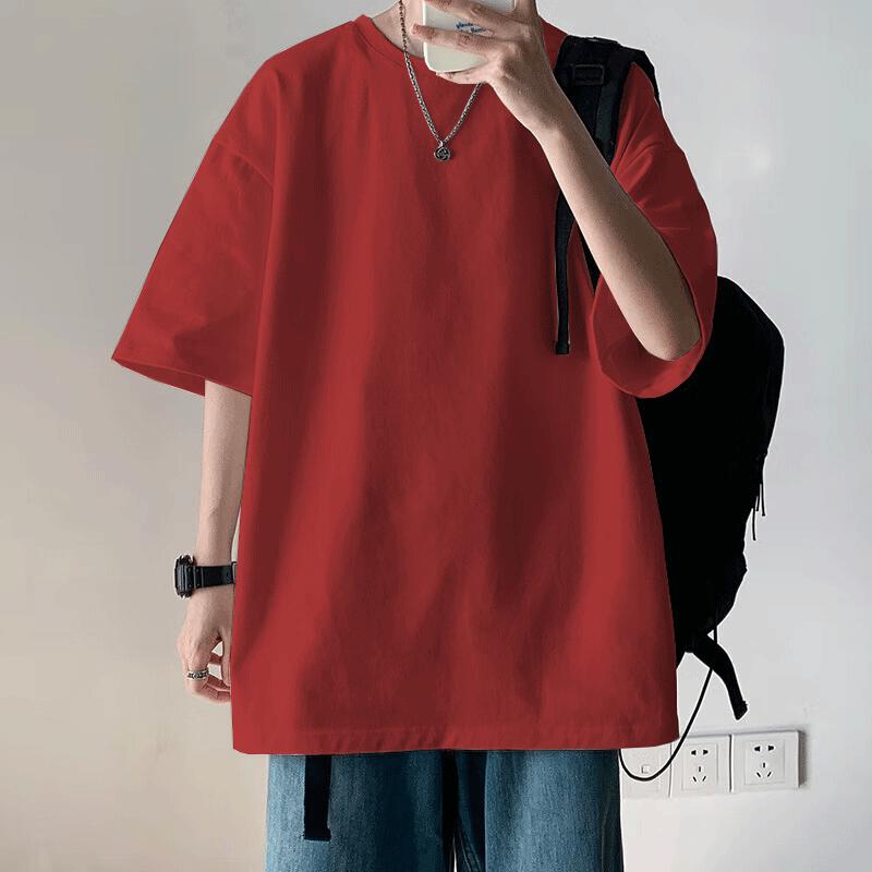 Men's Japanese Style Solid Color Cotton T-Shirt DF230